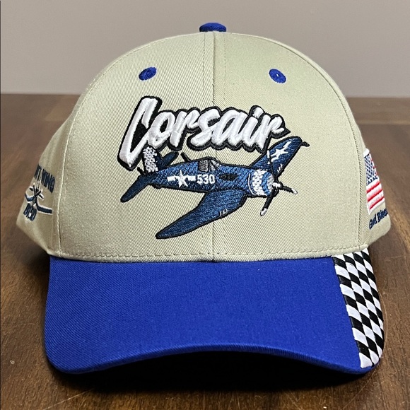 Corsair 530 Bent Wing Bird Military Embroidered Adjustable Cap - Picture 2 of 12